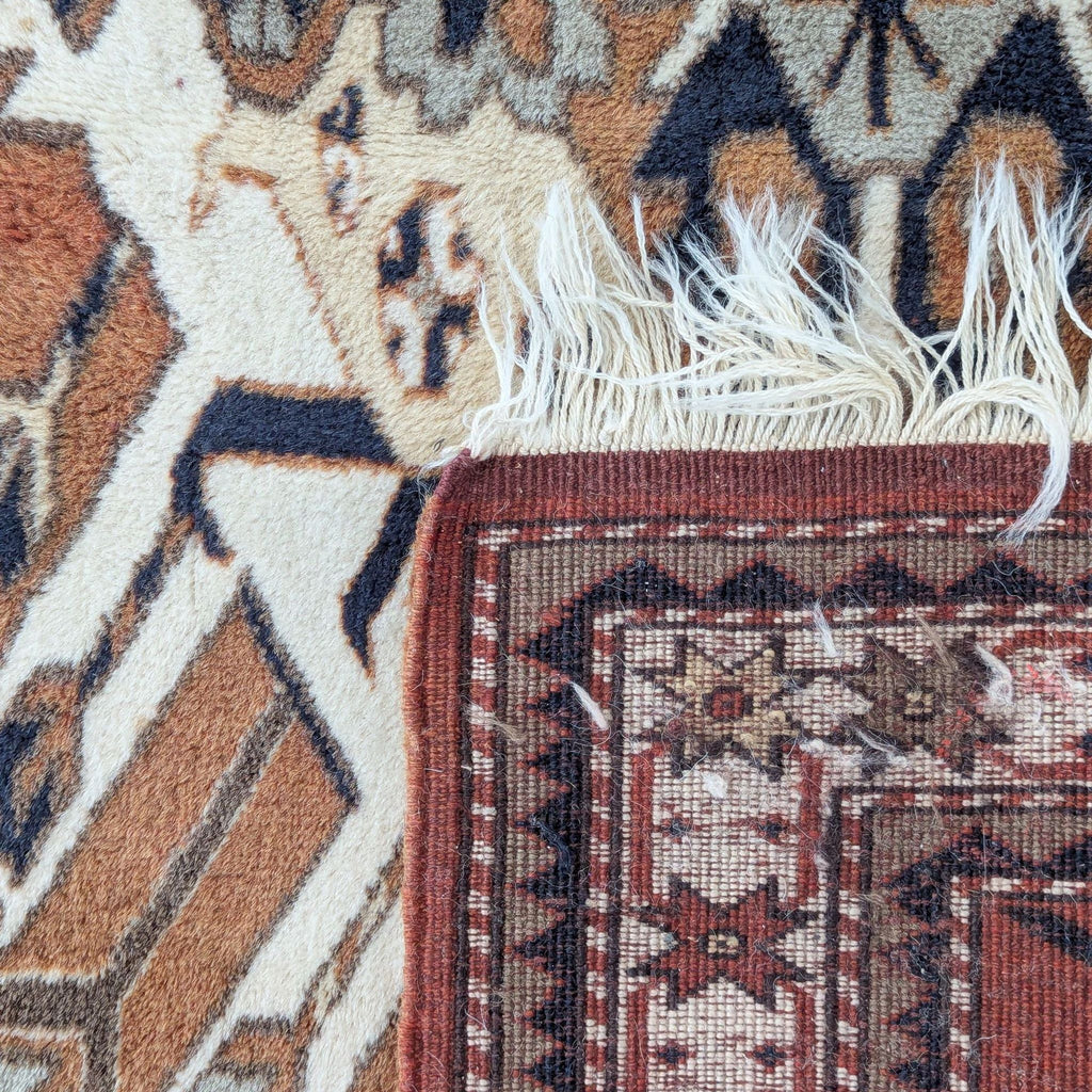 Traditional Patterned Area Rug – Brown, Beige & Black – Geometric Design