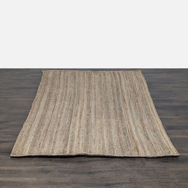 nuLOOM jute area rug, 3x5 feet, with handwoven neutral stripes and natural texture, suitable for any room.