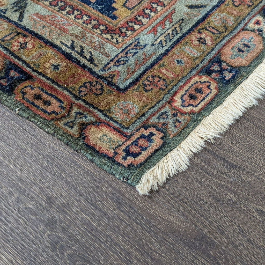 Vintage Geometric Pattern Area Rug – 8x12 Multicolor, Worn Look
