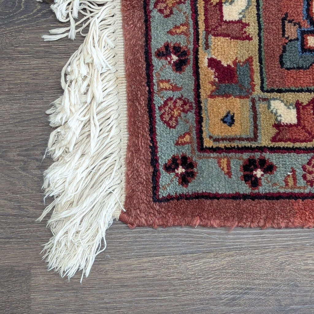 Traditional Persian Style Area Rug with Fringe - Red, Blue, and Black Medallion Design 13’3”x9’7”