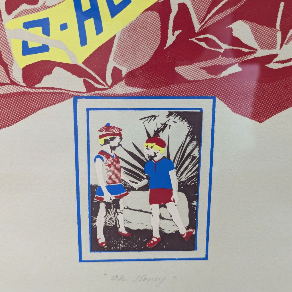 Vintage 1980 Kate McCarthy "Oh Honey" Signed Print - Framed Pop Art