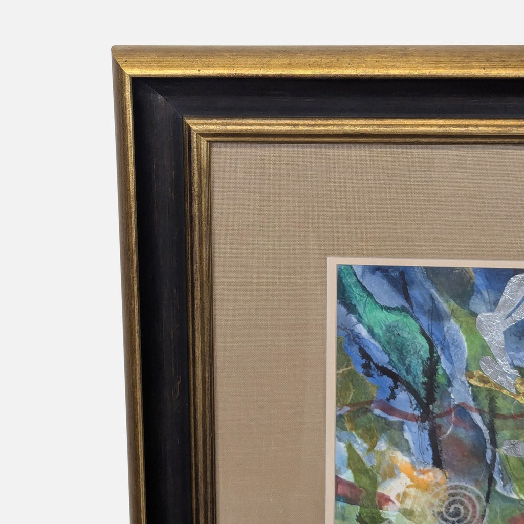 Kay Duffy “Schooling Fish” Framed Abstract Watercolor Painting with Vibrant Colors