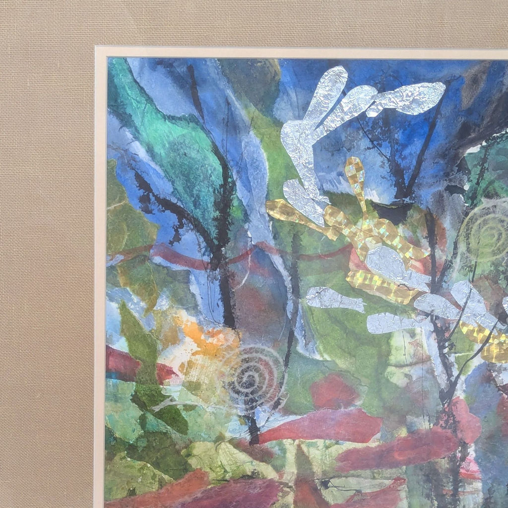 Colorful original artwork by Kay Duffy with vibrant hues and striking textures, matted and ready to hang.