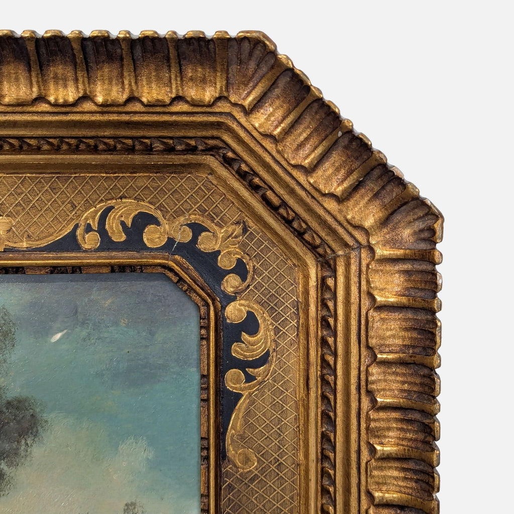 Pair of 19th-century Italianate Pastoral Landscape Paintings with Ornate Gold Frames
