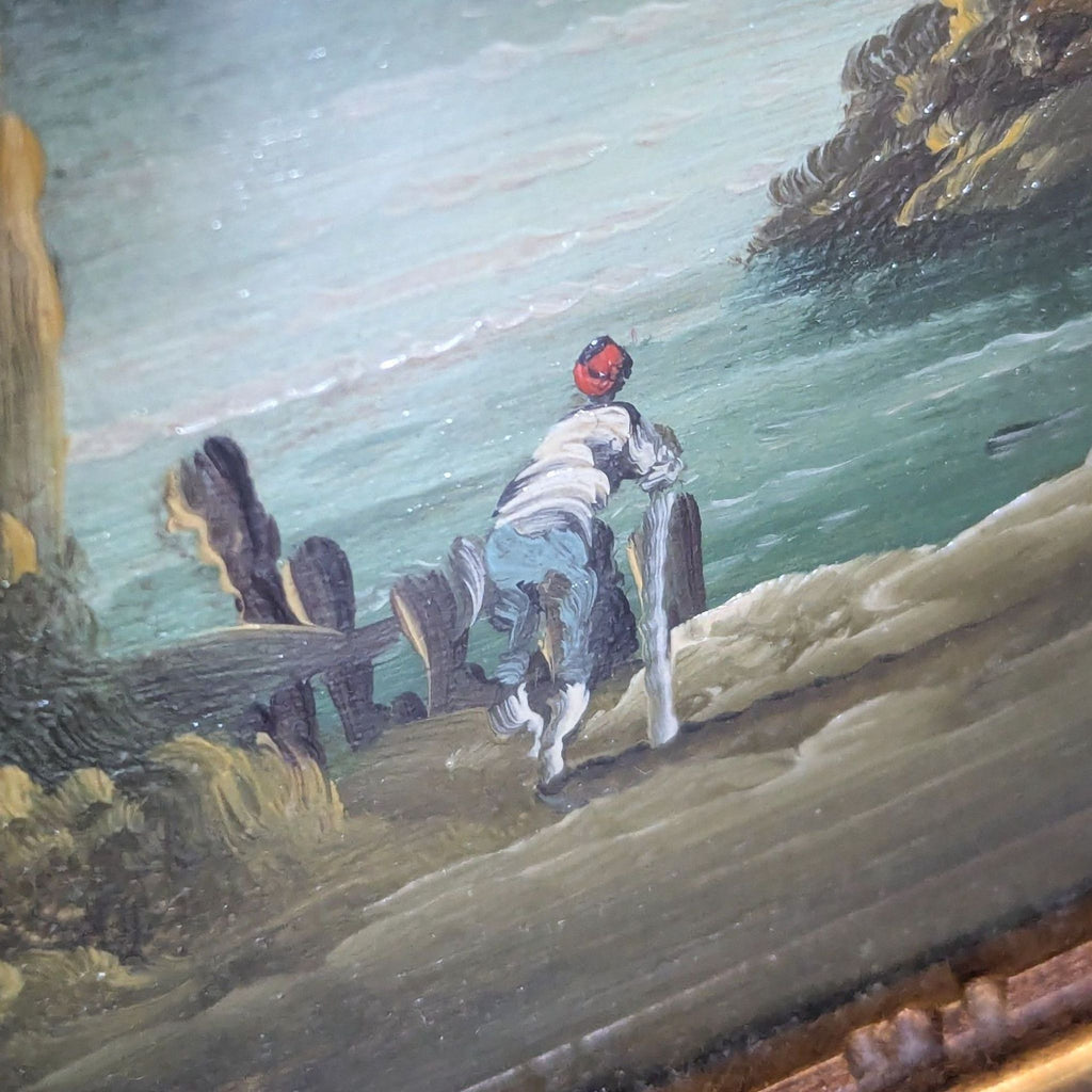 Pair of 19th-century Italianate Pastoral Landscape Paintings with Ornate Gold Frames