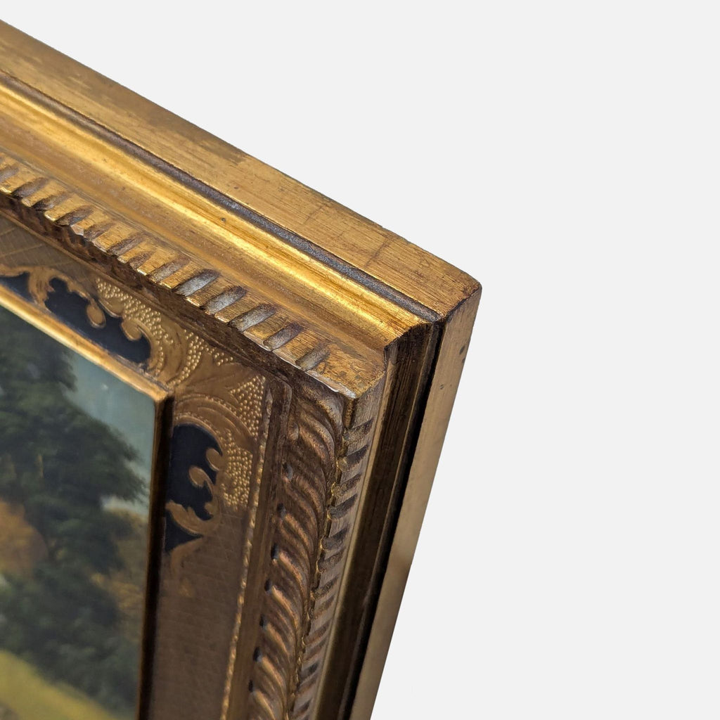 Pair of 19th-century Italianate Pastoral Landscape Paintings with Ornate Gold Frames