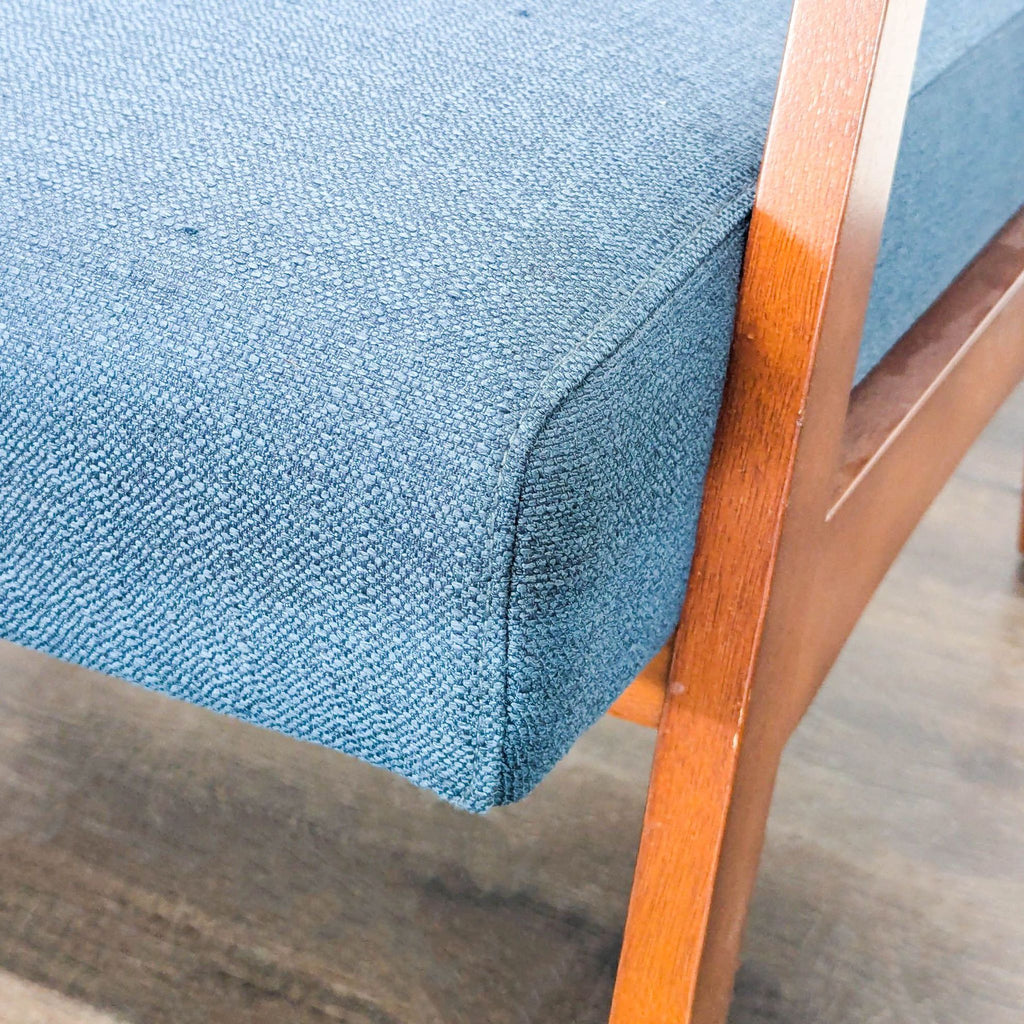 Mid-Century Modern Blue Lounge Chair with Wooden Frame