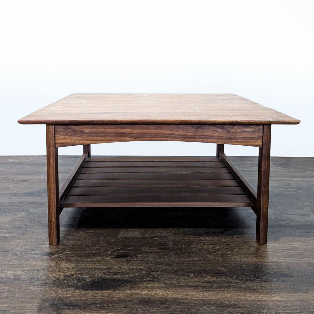 Wood Coffee Table with Slatted Shelf