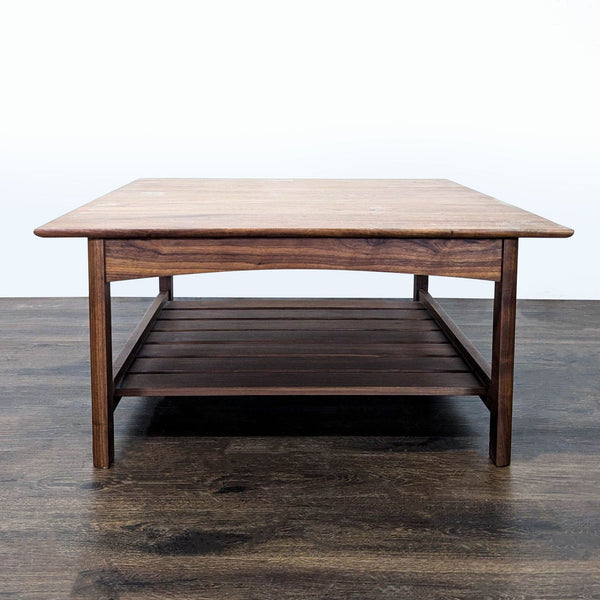 Wood Coffee Table with Slatted Shelf
