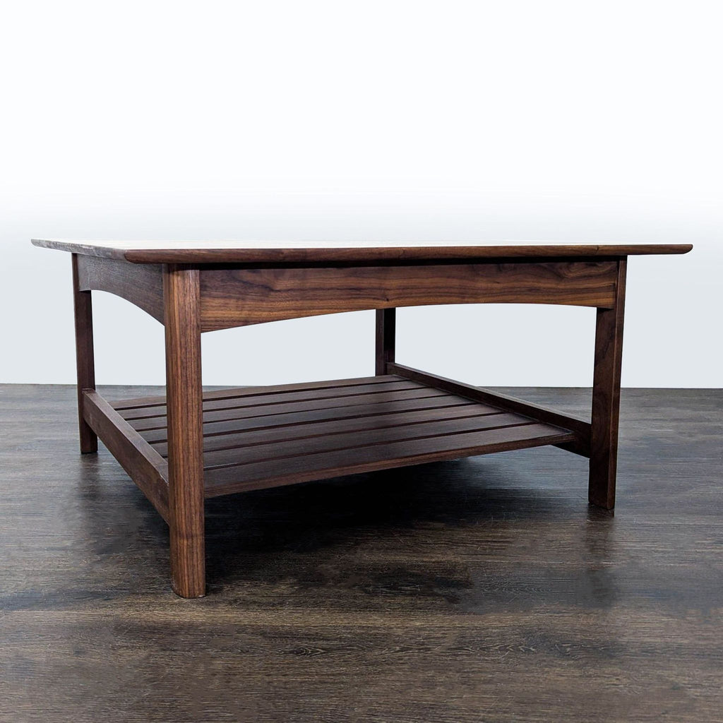 Wood Coffee Table with Slatted Shelf