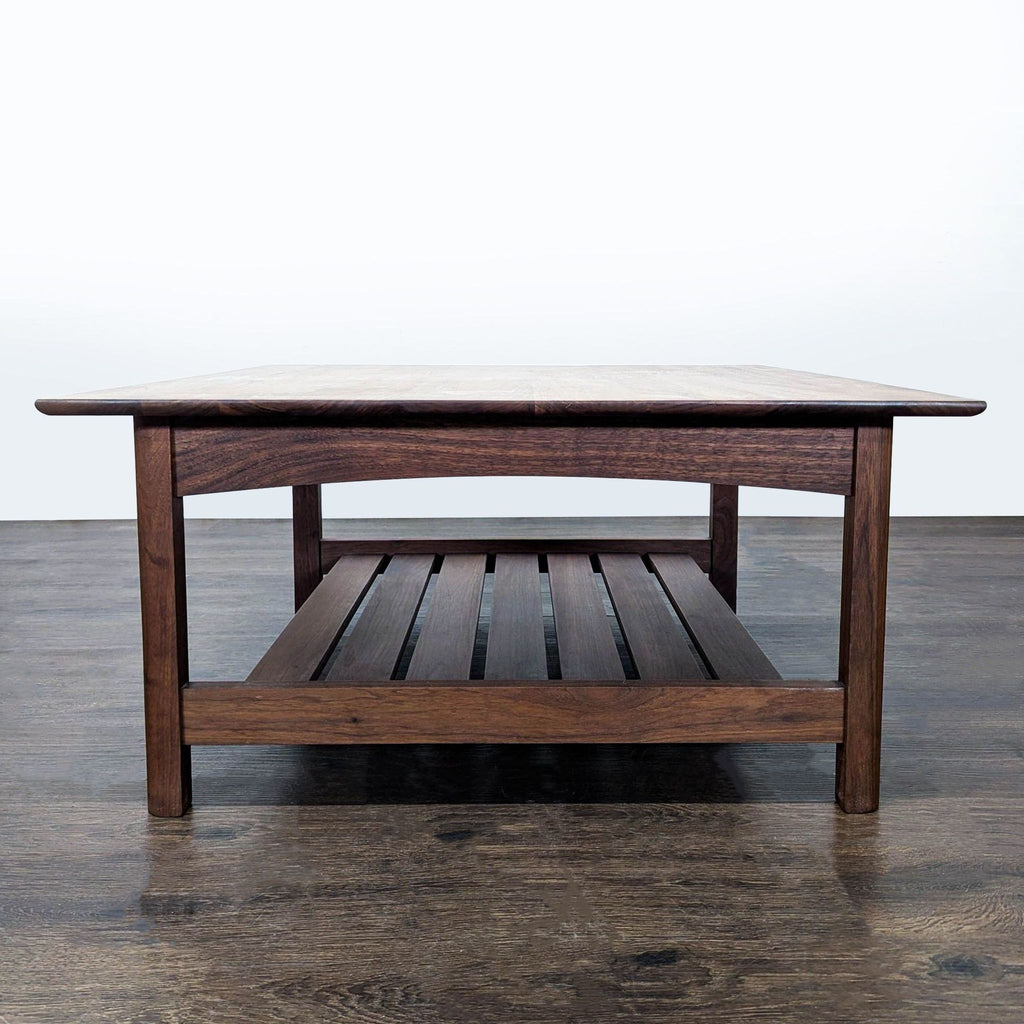 Wood Coffee Table with Slatted Shelf