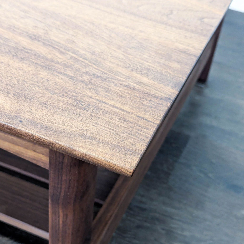 Wood Coffee Table with Slatted Shelf