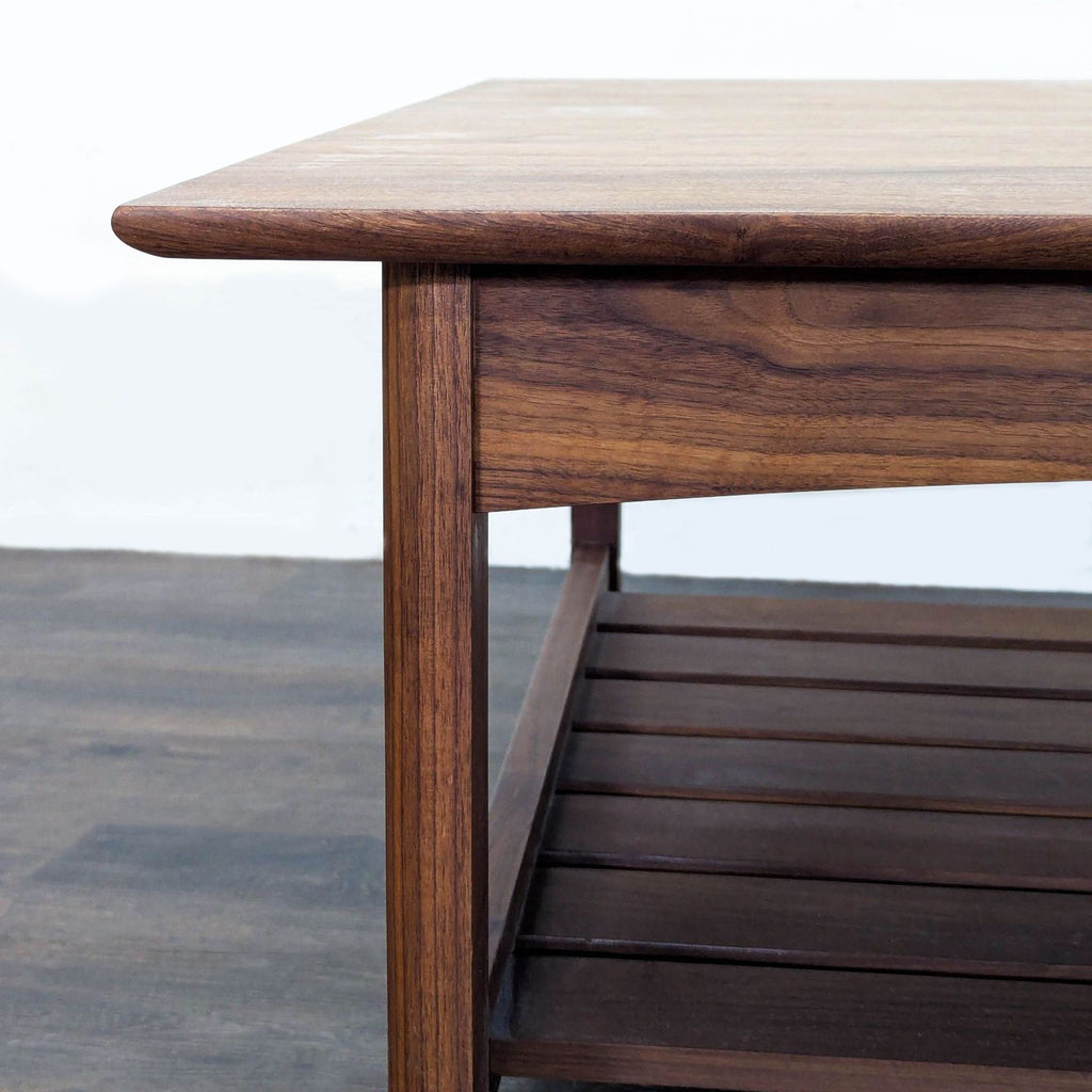 Wood Coffee Table with Slatted Shelf