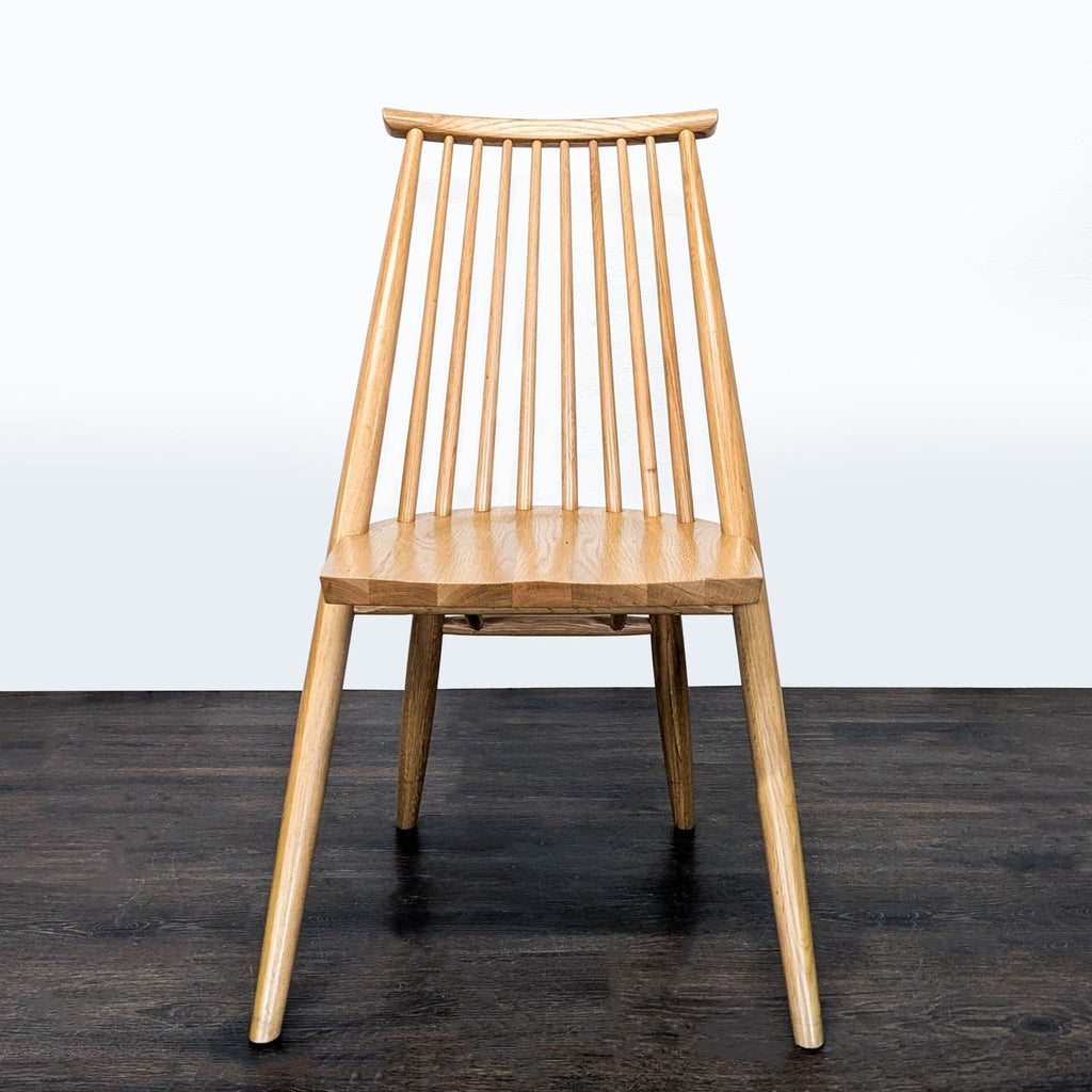 White oak Shaker-style dining chair by Article with high back and wide seat, crafted from solid wood.  