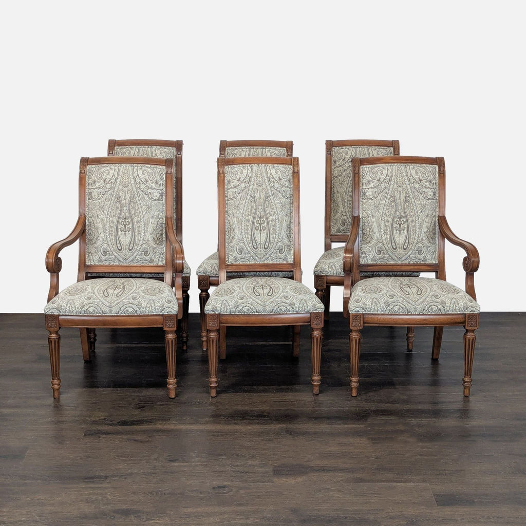 Ethan Allen Goodwin 7-Piece Wood Dining Set with Upholstered Chairs