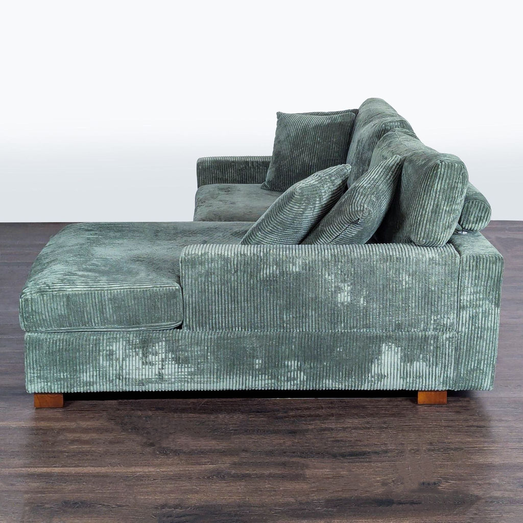 82 in. W Square Arm 2-Piece Faux Rabbit Fur Polyester L-Shaped Modern Sectional Sofa in Green with 4-Pillows

https://www.homedepot.com/p/Uixe-82-in-W-Square-Arm-2-Piece-Faux-Rabbit-Fur-Polyester-L-Shaped-Modern-Sectional-Sofa-in-Green-with-4-Pillows