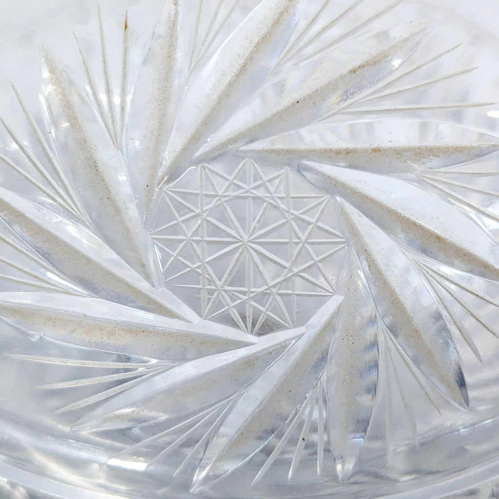 Vintage Cut Crystal Covered Candy Dish with Tall Faceted Finial