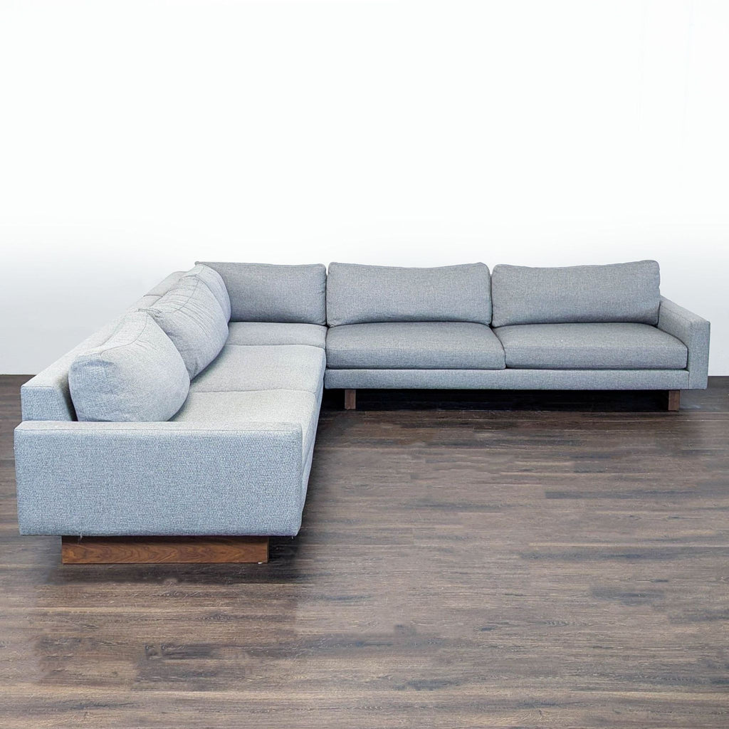 Room & Board Pierson Modern Gray Fabric Sectional Sofa with Wood Base