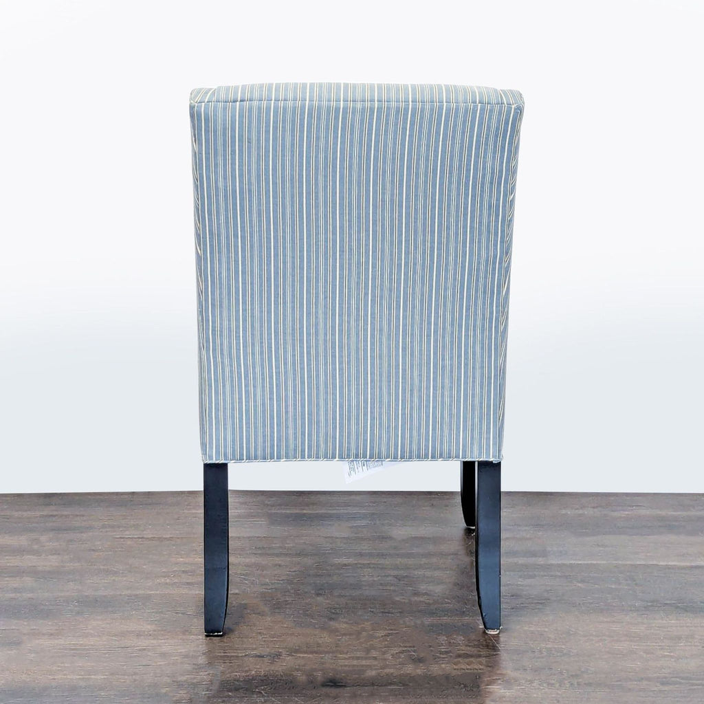 Striped Blue Lounge Chair with Wooden Legs