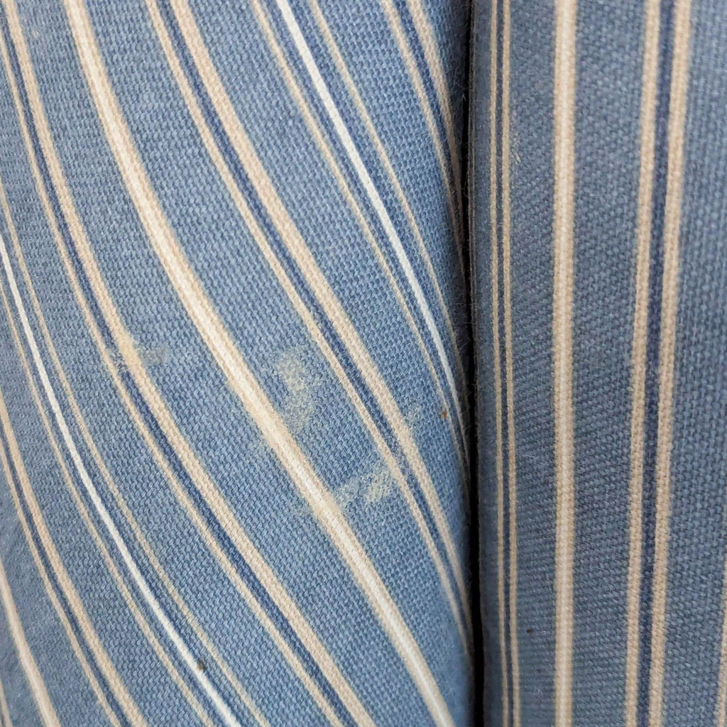 Striped Blue Lounge Chair with Wooden Legs