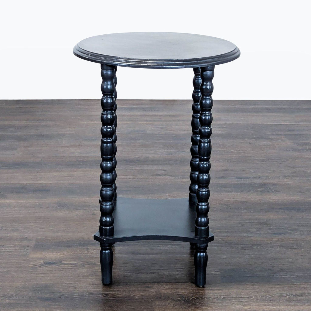 Wood Spindle Leg Plant Stand with Shelf