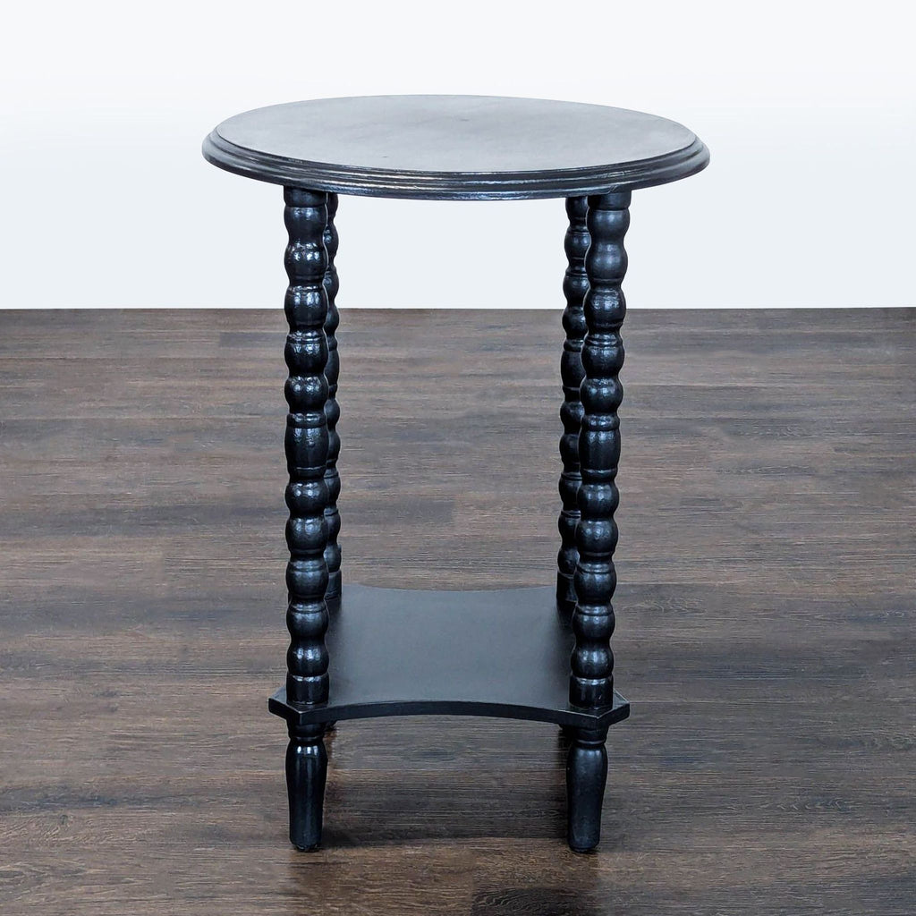 Wood Spindle Leg Plant Stand with Shelf