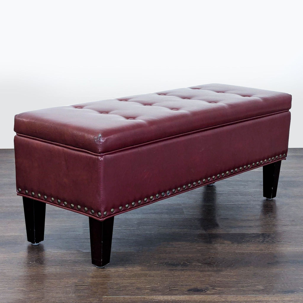 Button tufted bench with nailhead trim, ideal for seating in living spaces; from Office Star.