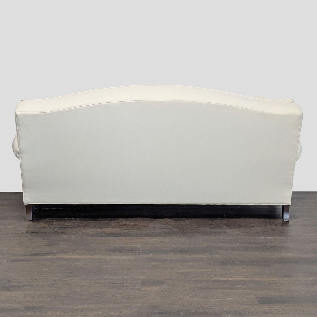 Thomasville 3-Seat Cream Sofa with Rolled Arms and Accent Pillows