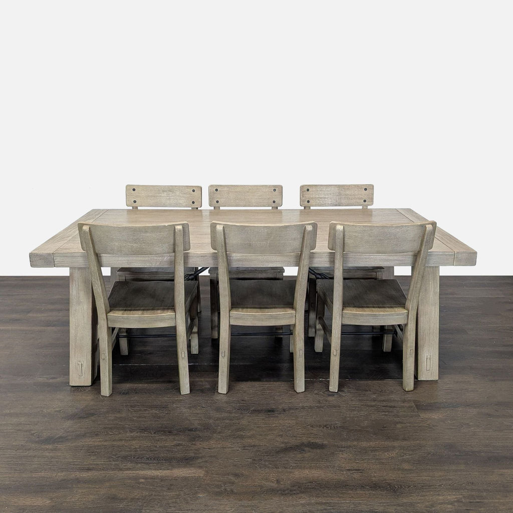 Pottery Barn Benchwright 7-Piece Rustic Wood Dining Set with Chairs