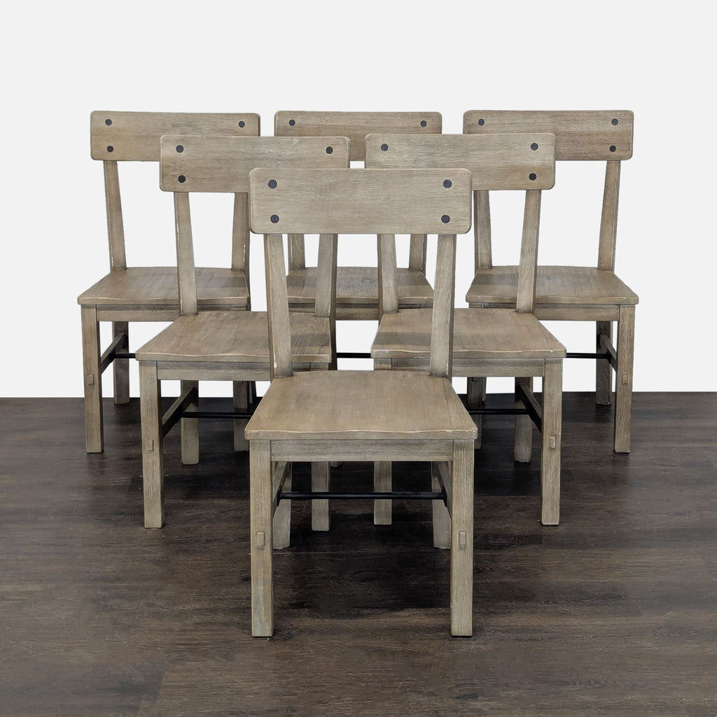 Pottery Barn Benchwright 7-Piece Rustic Wood Dining Set with Chairs