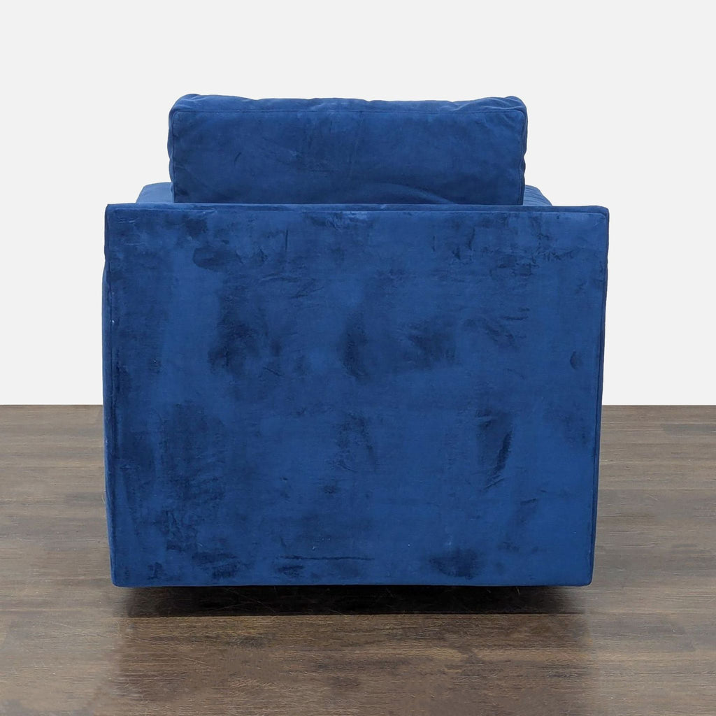Crate & Barrel Blue Velvet Lounge Swivel Chair