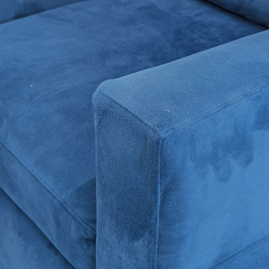 Crate & Barrel Blue Velvet Lounge Swivel Chair