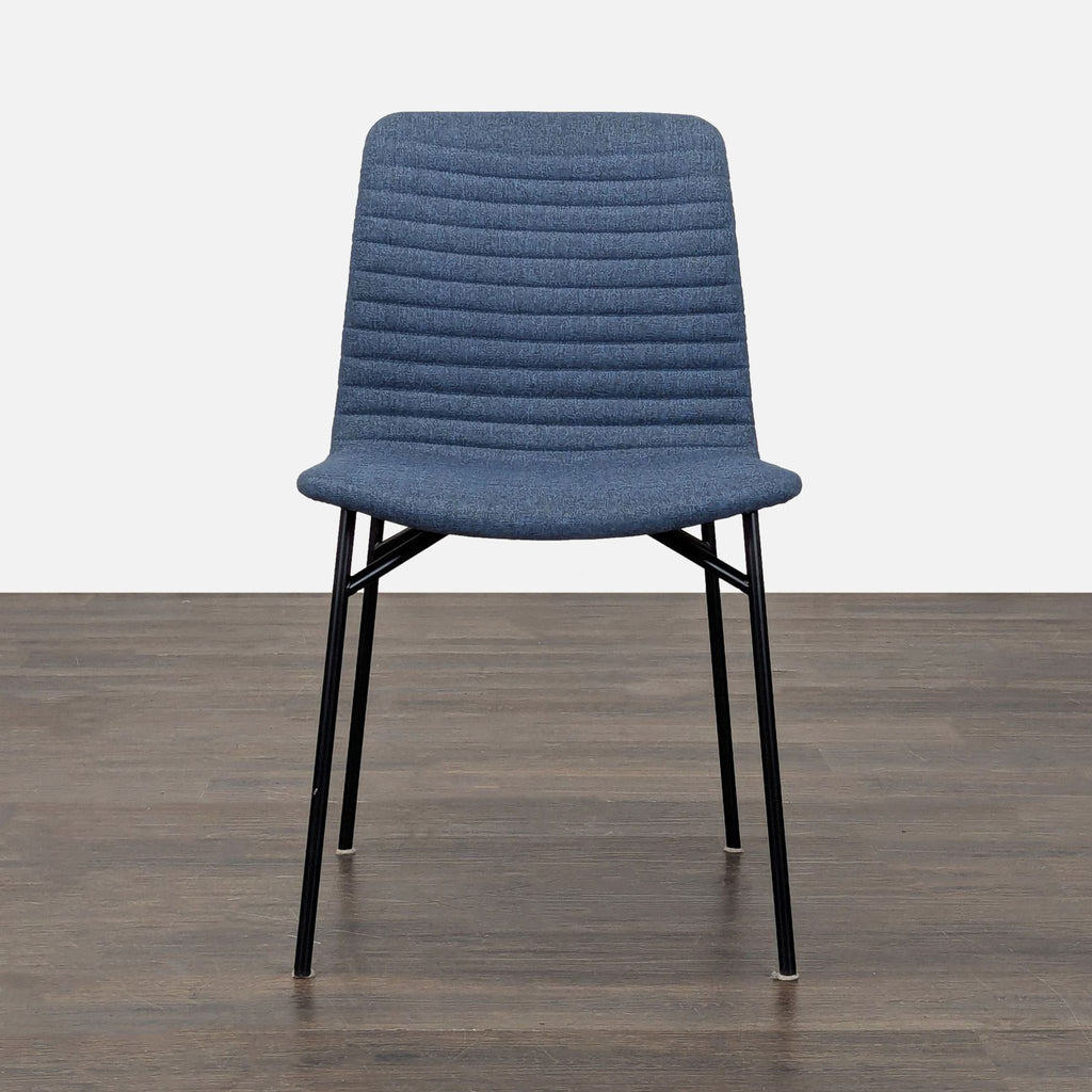 Cato dining chair with channel tufted Medley Ink upholstery and steel legs by Room & Board.  