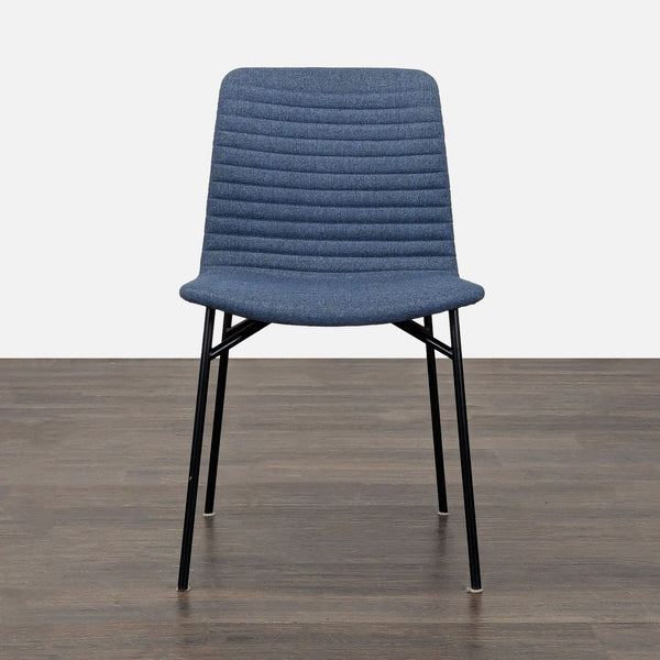 Cato dining chair with channel tufted Medley Ink upholstery and steel legs by Room & Board.  