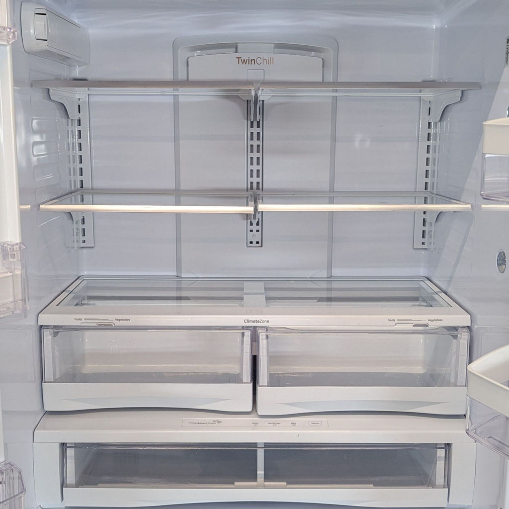 GE Stainless Steel French Door Refrigerator with Bottom Freezer and Water Dispenser
