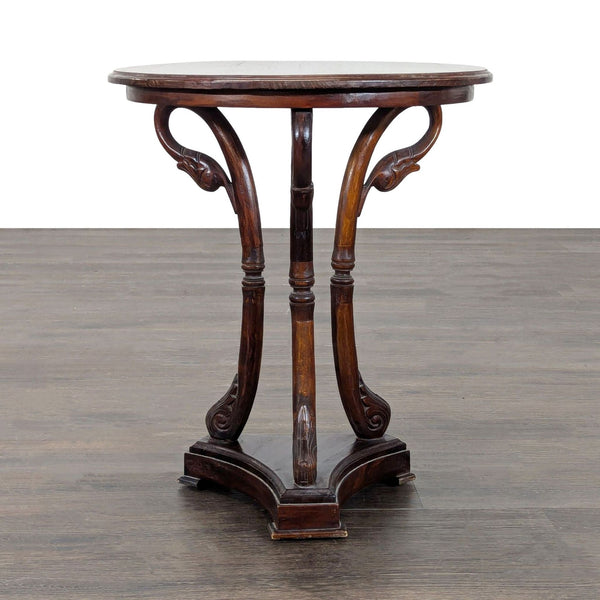 Carved Wood End Table