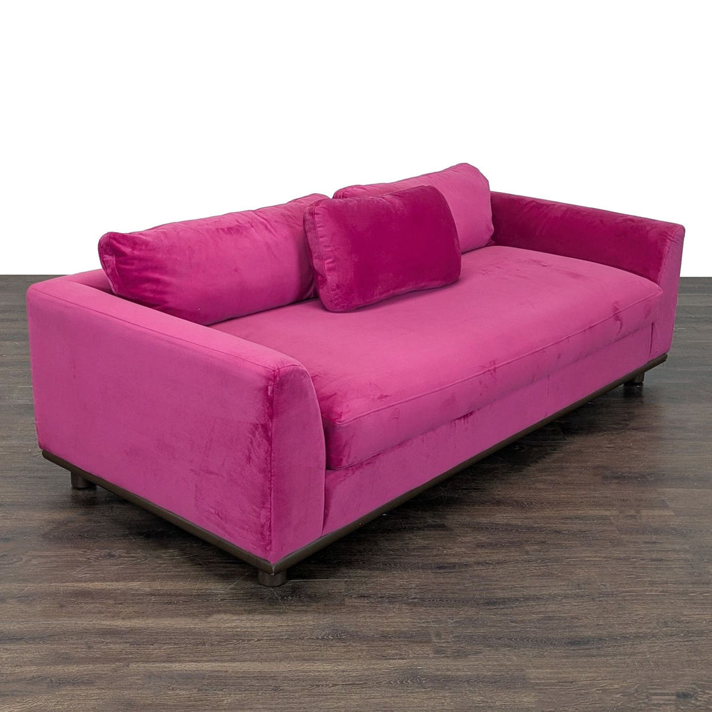 Joybird Furniture Miller Modern Pink Velvet Sleeper Sofa with Pull-Out Bed