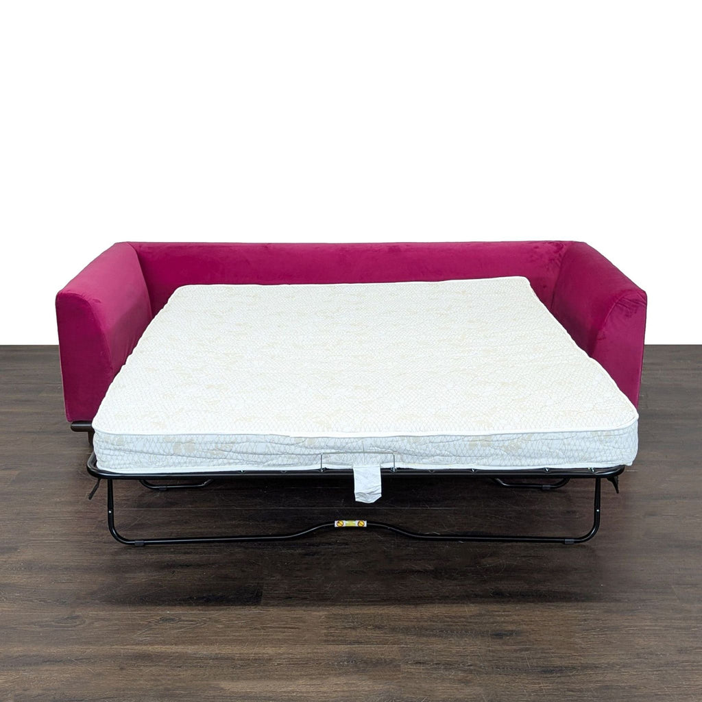 Joybird Furniture Miller Modern Pink Velvet Sleeper Sofa with Pull-Out Bed