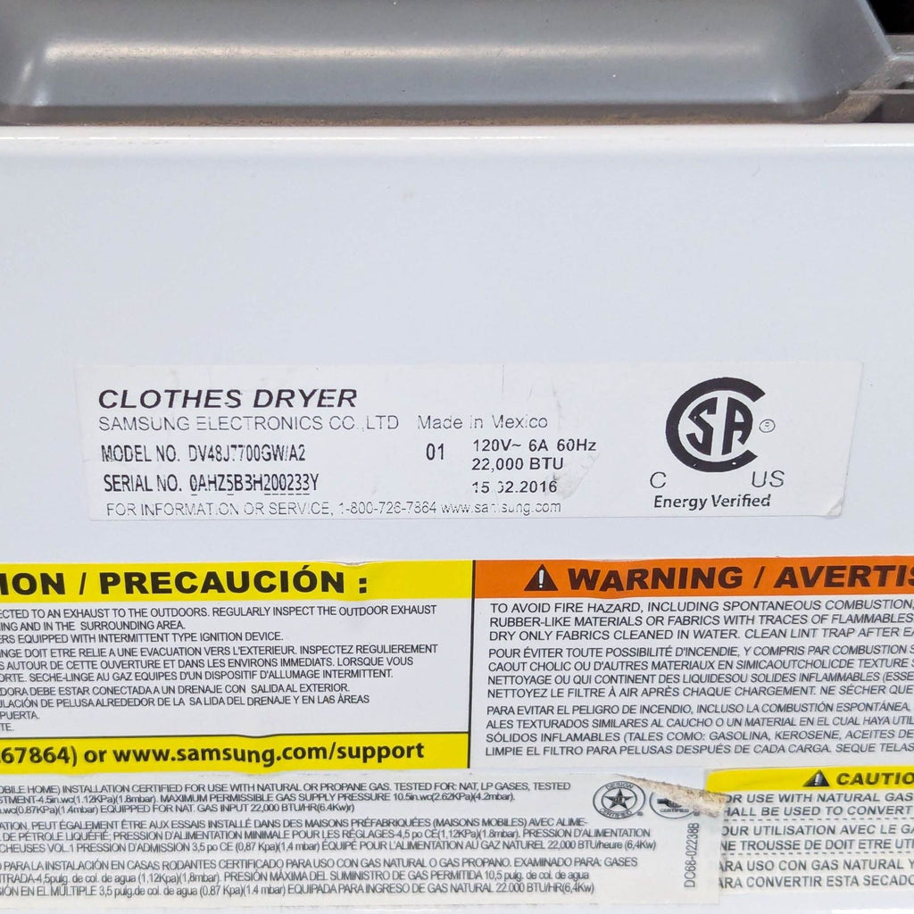 Samsung Electric Dryer with Glass Door - White
