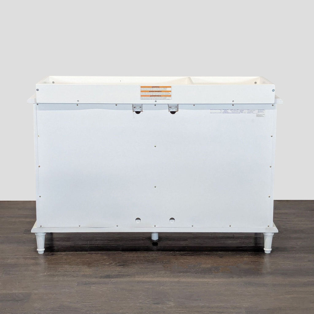 3. Three-drawer Simmons dresser for nurseries, shown in a bright white finish.