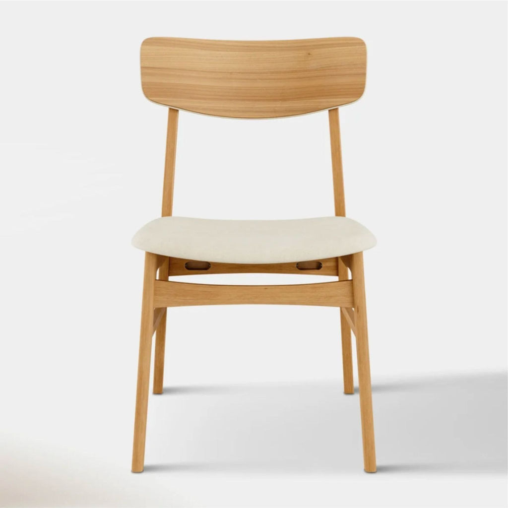 1. Oak dining chair by Hoft Home featuring an upholstered seat and back rest.  