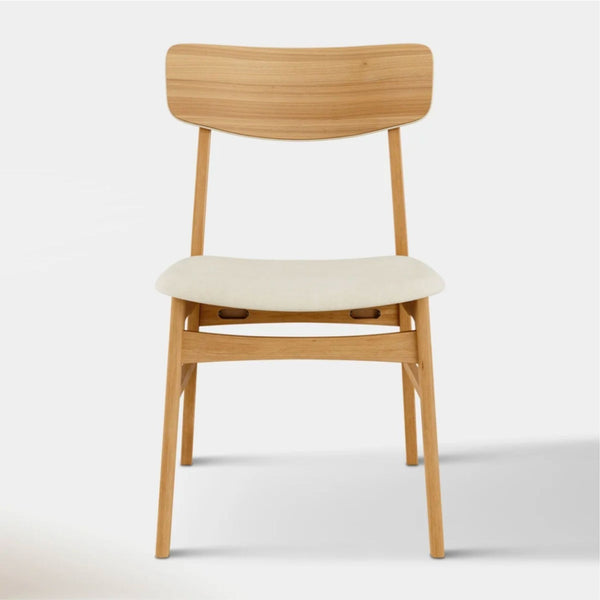 1. Oak dining chair by Hoft Home featuring an upholstered seat and back rest.  