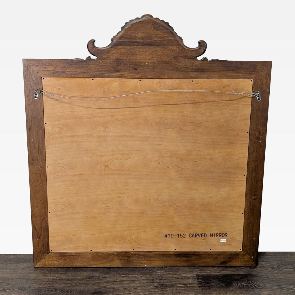 Wood Mirror with Top Carving