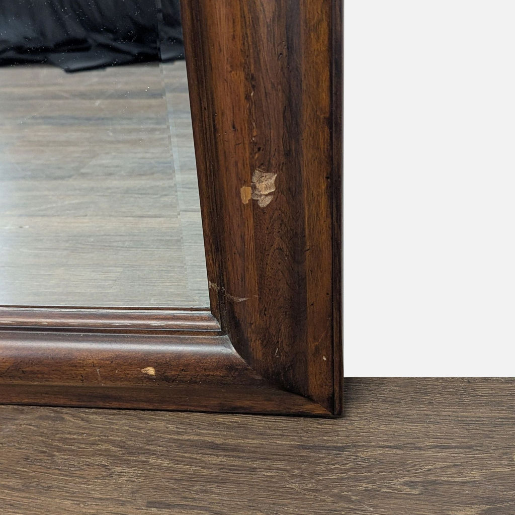 Wood Mirror with Top Carving
