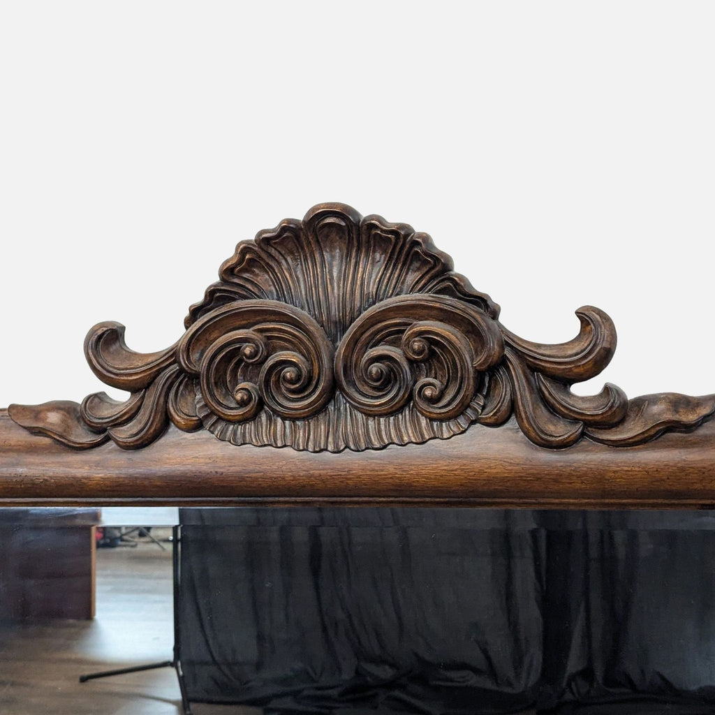 Wood Mirror with Top Carving