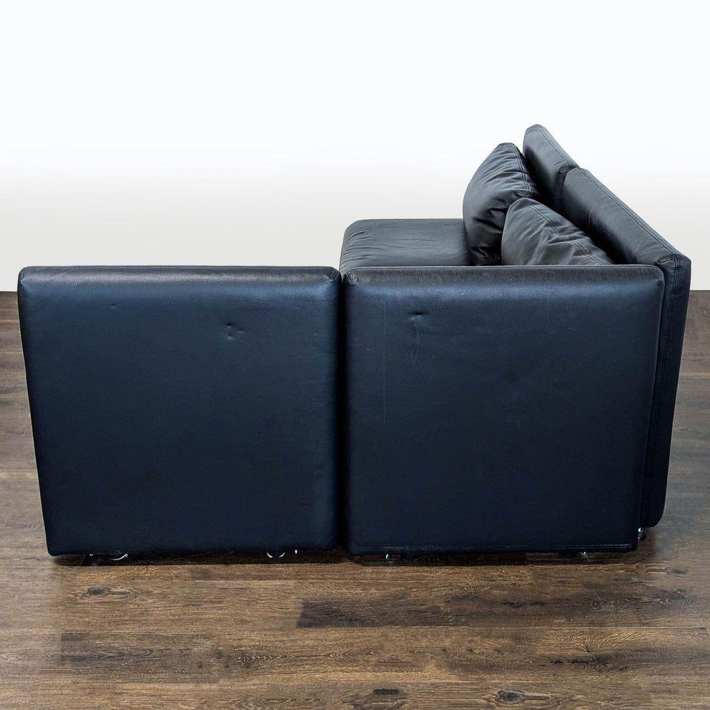 Black Faux Leather Sectional Sofa Sleeper with Storage Chaise - Accepted Offer (22.73% discount)