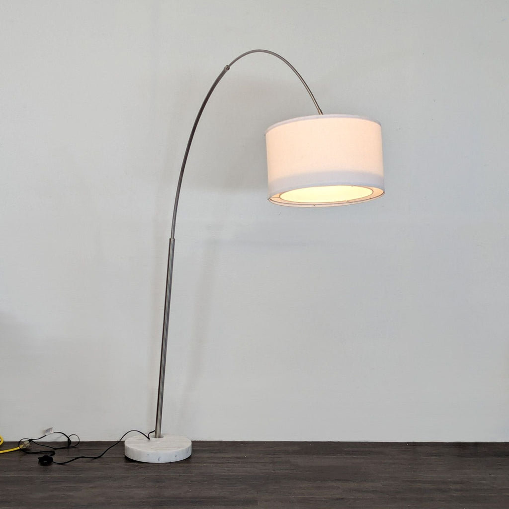 Modern Arc Floor Lamp with Marble Base and White Shade