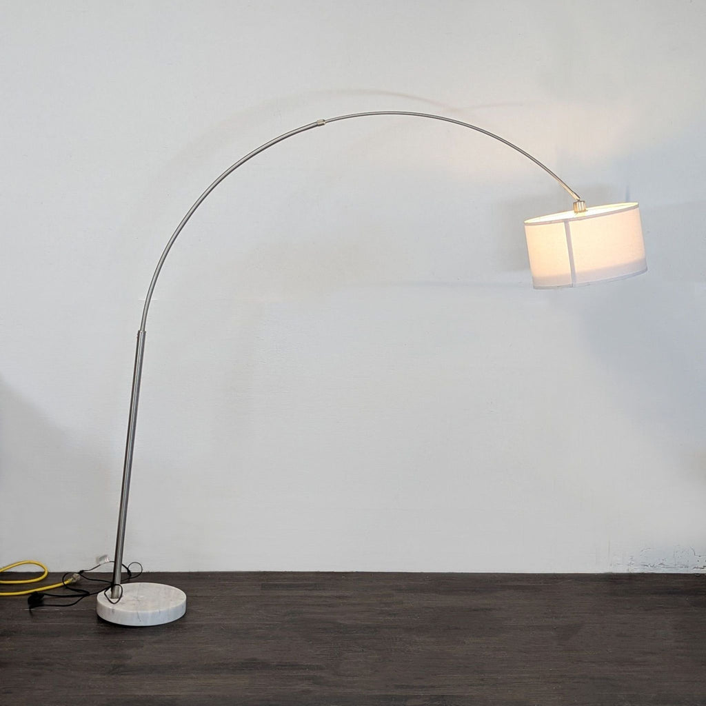 Modern Arc Floor Lamp with Marble Base and White Shade