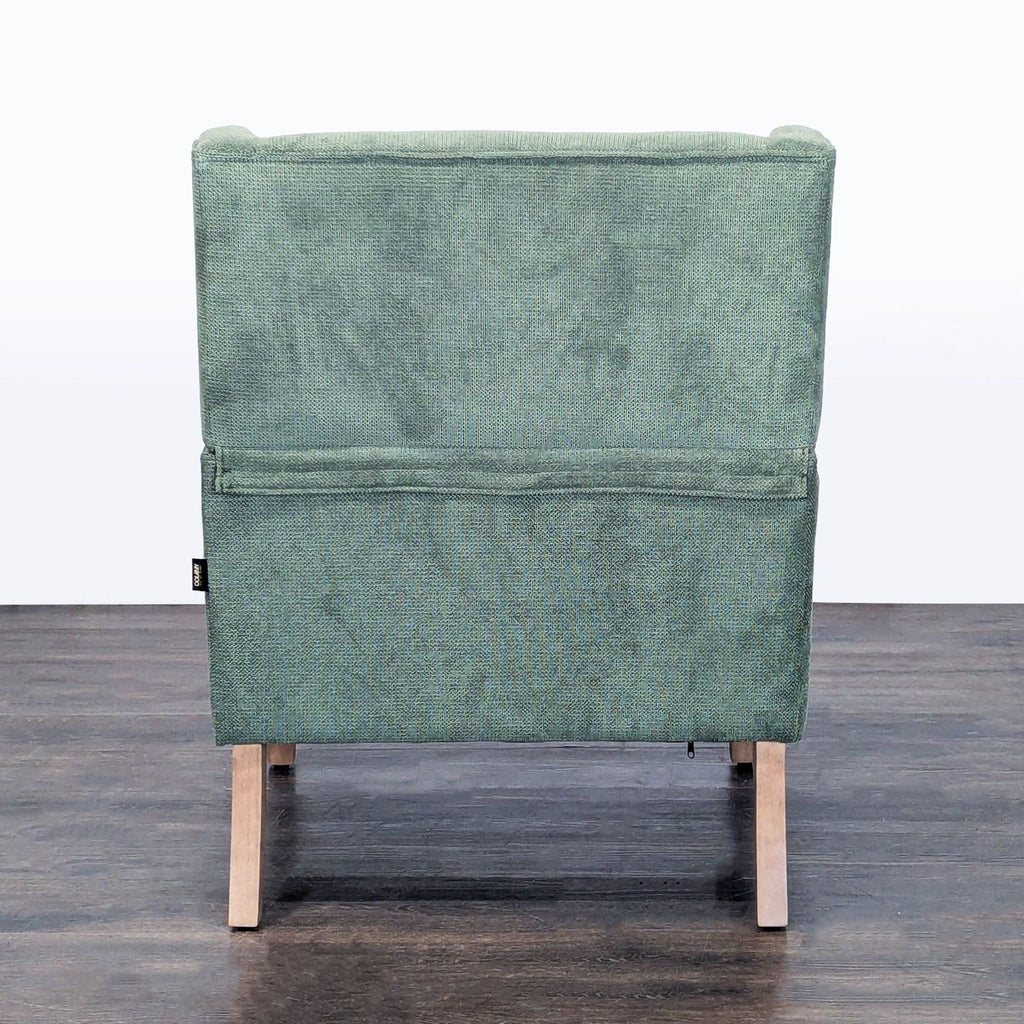 Colamy Leston Green Lounge Chair with Wooden Legs