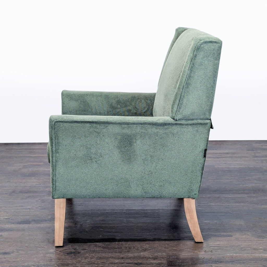 Colamy Leston Green Lounge Chair with Wooden Legs